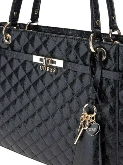 Sac noir monogramme effet matelassé à fermeture zippée avec des boutons