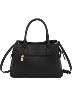 Sac noir uni avec bandoulière amovible et détails dorés