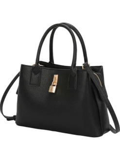 Sac noir uni avec bandoulière amovible et détails dorés