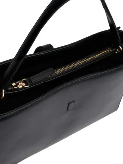 Sac noir uni avec fermeture aimantée et logo de la marque doré