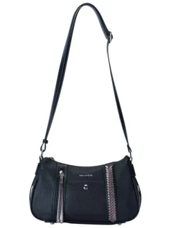 Sac noir uni avec une bandoulière réglable et une fermeture à zip