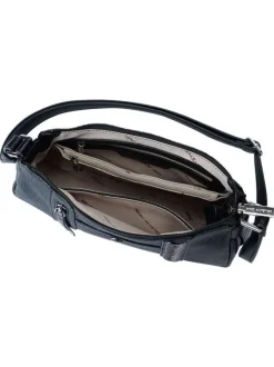Sac noir uni avec une bandoulière réglable et une fermeture à zip