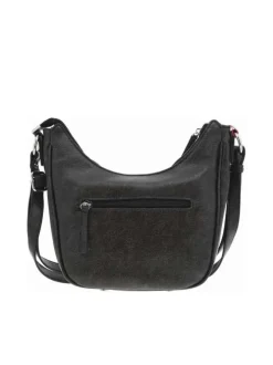 Sac noir uni bandouliere ajustable avec zip et logo gravé devant