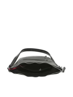 Sac noir uni bandouliere ajustable avec zip et logo gravé devant