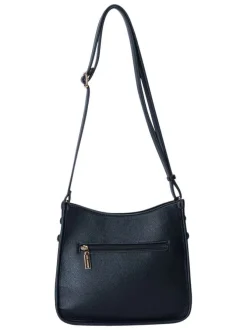 Sac noir uni à bandoulière réglable avec une fermeture zippée