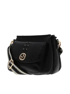 Sac noir uni muni de 2 bandoulières réglables et d'une fermeture à zip