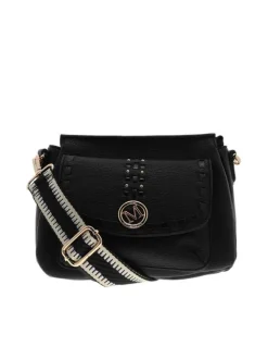 Sac noir uni muni de 2 bandoulières réglables et d'une fermeture à zip