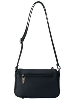 Sac noir uni muni d'une bandoulière réglable et d'une fermeture à zip