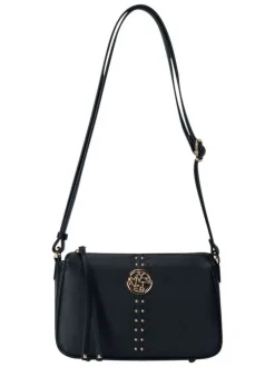Sac noir uni muni d'une bandoulière réglable et d'une fermeture à zip