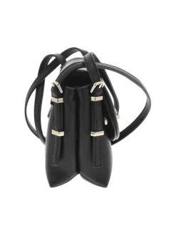 Sac noir uni à porté épaule avec rabat à pression et logo de la marque
