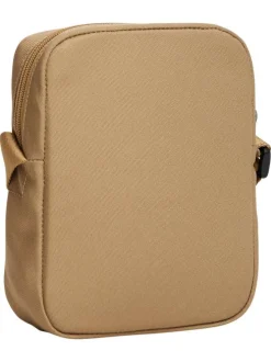 Sacoche beige unie avec bandoulière ajustable et logo cousu