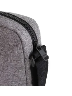 Sacoche bicolore grise et noire à bandoulière ajustable et à poches zippées
