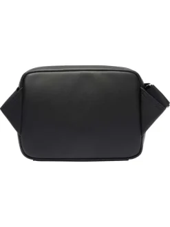 Sacoche en cuir de vache noire à motif embossé pourvue d'une bandoulière