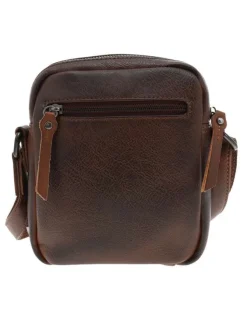 Sacoche en cuir marron à bandoulière ajustable et compartiment zippé