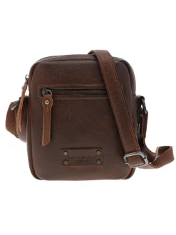 Sacoche en cuir marron à bandoulière ajustable et compartiment zippé