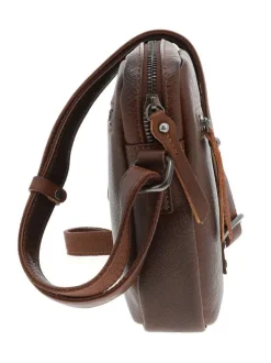 Sacoche en cuir marron à bandoulière ajustable et compartiment zippé