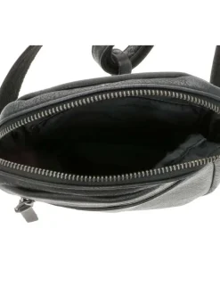Sacoche en cuir noir à bandoulière ajustable et à fermeture zippée
