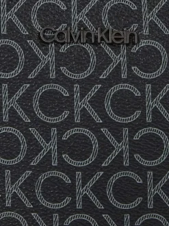 Sacoche noire grainée avec monogramme blanc imprimé et bandoulière réglable