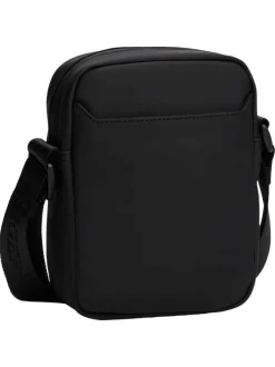 Sacoche noire unie avec bandoulière réglable et logo en métal noir
