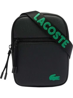 Sacoche noire unie avec logo iconique sur le devant et bandoulière ajustable