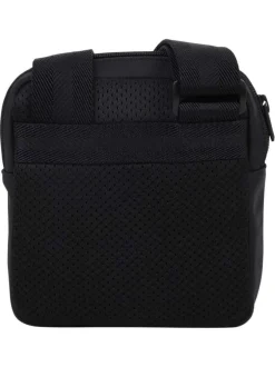 Sacoche noire unie avec une bandoulière ajustable et une fermeture zippée