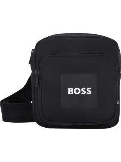 Sacoche noire unie avec une bandoulière ajustable et une fermeture zippée