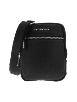 Sacoche noire unie en simili cuir avec logos blancs et zips chromés