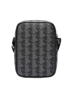 Sacoche verticale anthracite avec bandoulière ajustable et imprimé monogramme