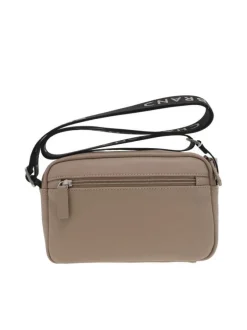 Sacoche beige unie avec une sangle réglable et plusieurs poches