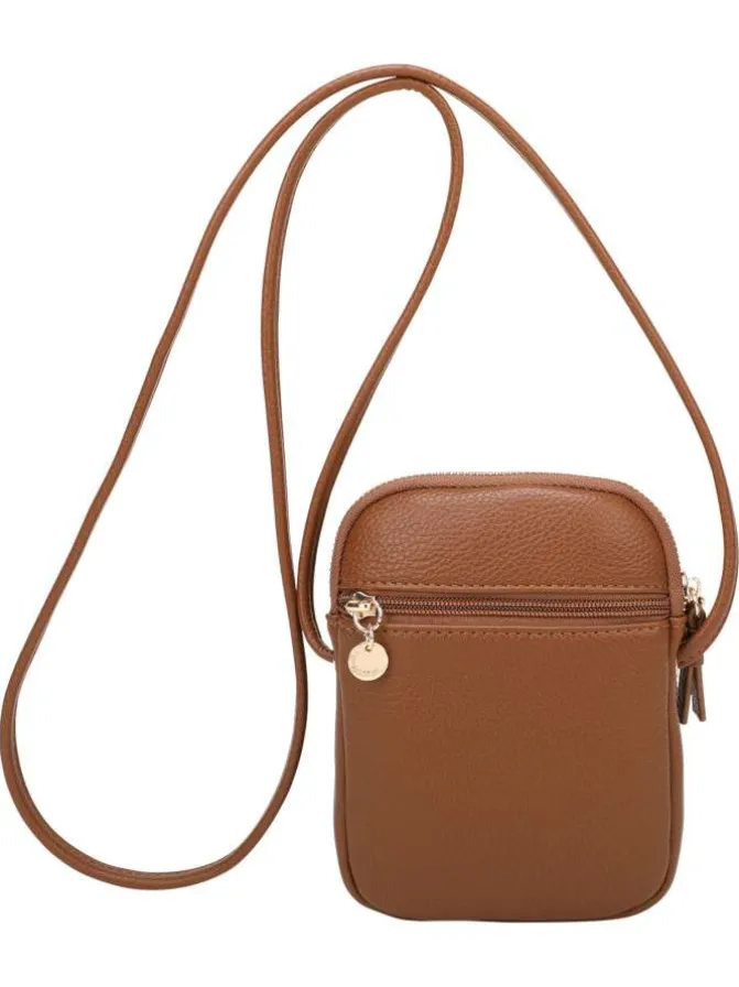 Sacoche camel fantaisie à motif léopard avec fermeture à glissière