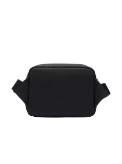 Sacoche noire unie avec un aspect piqué et une poche zippée à l'avant