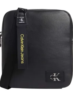 Sacoche Reporter aspect cuir noir à dos en mesh uni et bandoulière ajustable