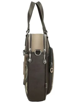 Sac ordinateur marron à bandoulière amovible orné de motifs exclusifs