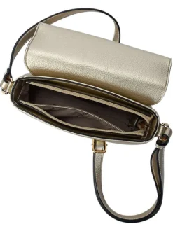 Sac or uni avec une bandoulière réglable et fermeture avec rabat