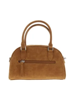 Sac porte-main camel uni pourvu de strass sur le pourtour avec des anses
