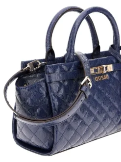 Sac porte mains marine avec des imprimés monogrammes et logo métallique