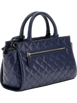 Sac porte mains marine avec des imprimés monogrammes et logo métallique