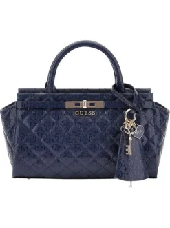 Sac porte mains marine avec des imprimés monogrammes et logo métallique