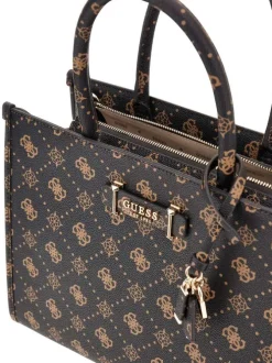 Sac porte-mains marron avec imprimés expresso logo de la marque
