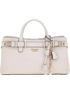Sac porte-mains rose pâle uni et bords noirs avec poche zippée