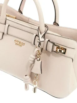 Sac porte-mains rose pâle uni et bords noirs avec poche zippée