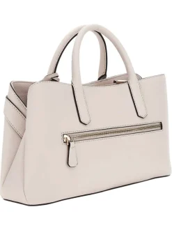 Sac porte-mains rose pâle uni et bords noirs avec poche zippée