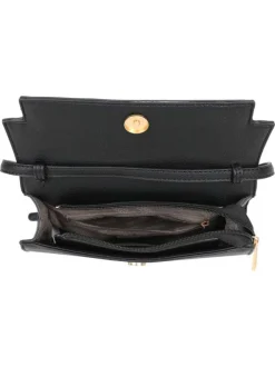 Sac porté à l'épaule noir uni avec une deuxième anse à l'intérieur
