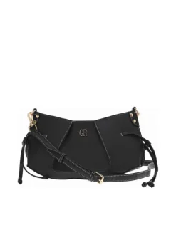 Sac porté à l'épaule noir uni avec un zip et logo de la marque