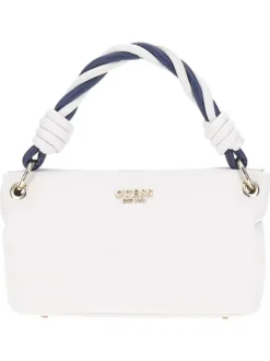 Sac porté mains blanc uni avec une anse et une bandoulière ajustable