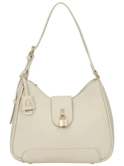Sac porté épaule beige uni avec détails dorés et anse réglable