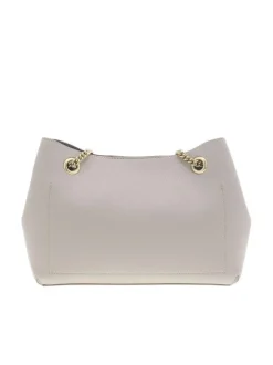 Sac porté épaule beige uni avec logo iconique en doré sur le devant