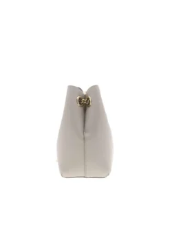 Sac porté épaule beige uni avec logo iconique en doré sur le devant