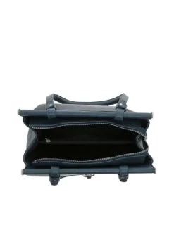 Sac porté épaule bleu marine uni effet grainé avec zip et détails chromés