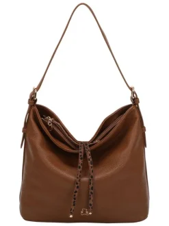 Sac porté épaule camel fantaisie avec anse réglable et multiples poches